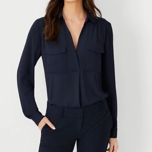 Ann Taylor Camp Shirt in Night Sky
